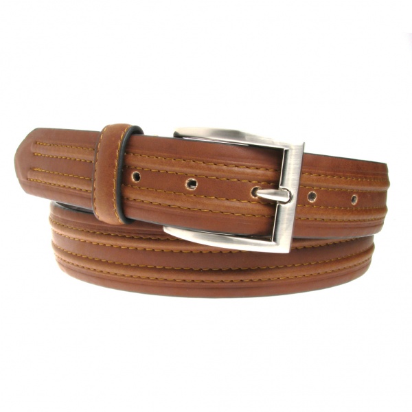 35mm Wide Bonded Leather Tan Jeans or Chinos Belt Style 8431 Gents Shop